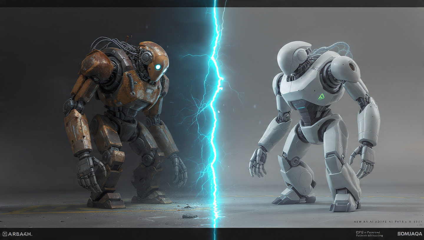 Two robots competing with lightning